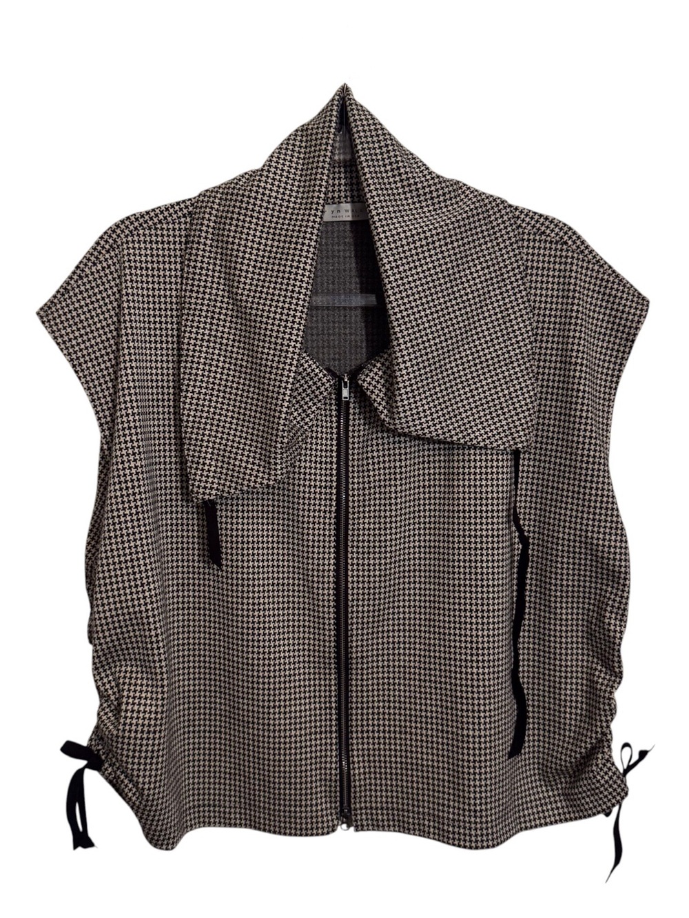 Bryn Walker X-Size Small Houndstooth Irene Vest Top Lagenlook Zippers Artsy